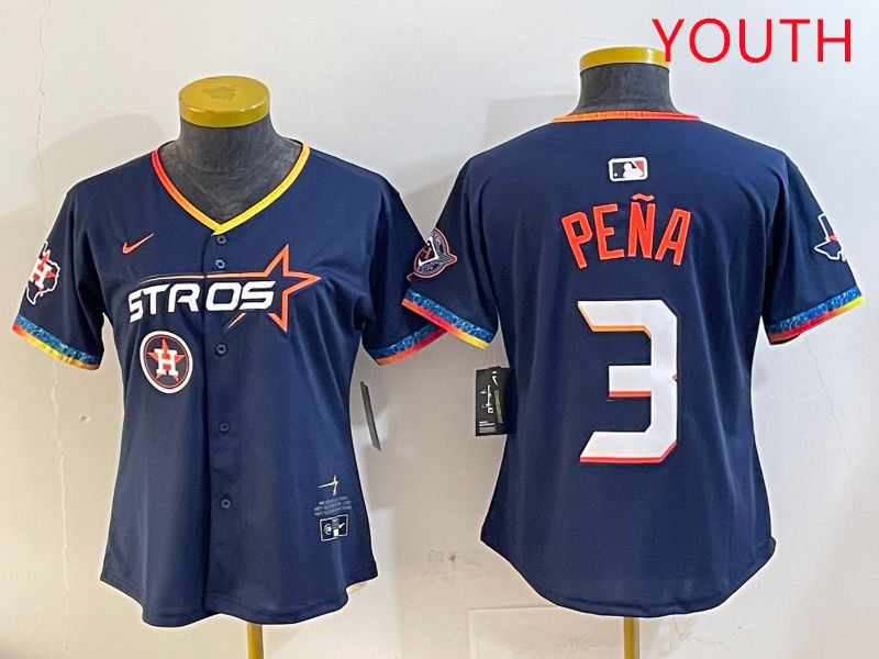 Youth Houston Astros 3 Pena Drak Blue Fourth generation Joint Name 2025 Nike MLB Jersey style 5